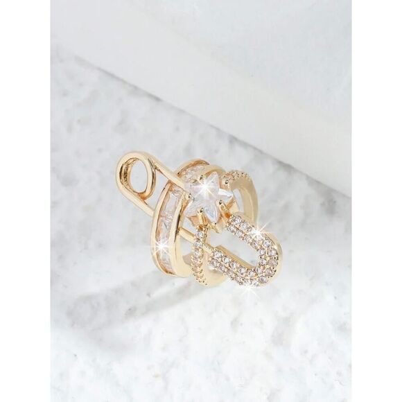 Bohemian Gold Rhinestone Cuff Earrings for Women: - Picture 4 of 4